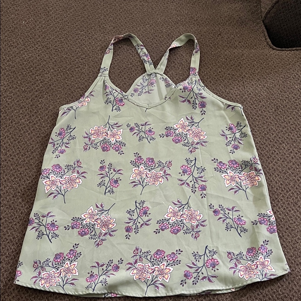 Pink Republic Floral Tank Top - Green and Purple